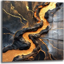 Glazella Altın Lav Kare Cam Tablo