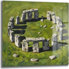 Glazella Stonehenge Dev Taşlar Kare Cam Tablo