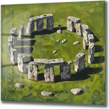 Glazella Stonehenge Dev Taşlar Kare Cam Tablo