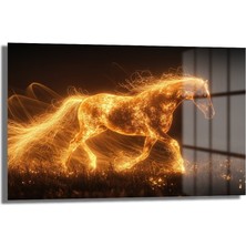 Glazella Işik Görünüm At Dekorati̇f Yatay Cam Tablo