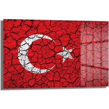Glazella Türk Bayraği 8 Yatay Cam Tablo