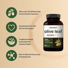 Naturebell Olive Leaf Extract 30000 Mg 40% Active Oleuropein 50:1 Double Strength 240 Kapsul