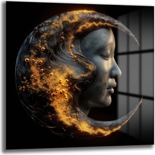 Glazella Yarim Ay Yüz Dekorati̇f Kare Cam Tablo