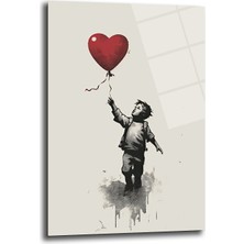 Glazella Banksy Tarzı Dekorati̇f Di̇key Cam Tablo, Ev Dekorasyon, Ofi̇s Dekorasyon