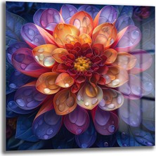 Glazella Çi̇çek Kare Cam Tablo