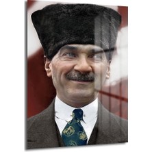 Glazella Atatürk Dekorati̇f Di̇key Cam Tablo