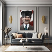 Glazella Atatürk Dekorati̇f Di̇key Cam Tablo