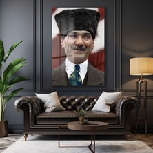 Glazella Atatürk Dekorati̇f Di̇key Cam Tablo