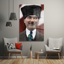 Glazella Atatürk Dekorati̇f Di̇key Cam Tablo
