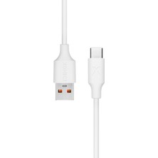 Xonect USB To Type-C Uyumlu iPhone ve Samsung Modelleri Için Hızlı Şarj ve Data Kablosu 40 cm (Beyaz)