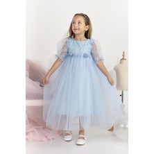 Babydola Minimony 5-9 Yaş Balon Kol Kız Çocuk Elbise Bayramlık Mezuniyet Balo Abiye Gelinlik 5006
