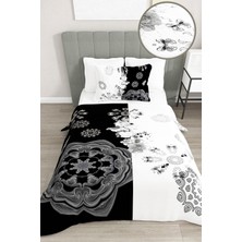 Amor Home Tek Kişilik Pike Takımı Jakar Dokuma Pamuklu 3D Black & White