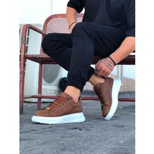 Alfaze Erkek Yüksek Beyaz Taban Ayakkabı Taba Topuk Boyu 3 cm