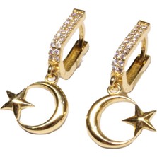 Güler Kuyumculuk 14 Ayar Altın Ay Yıldız Model Halka Küpe