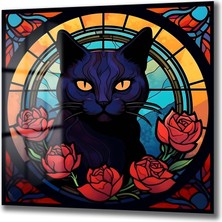 Glazella Vitray Kedi Kare Cam Tablo