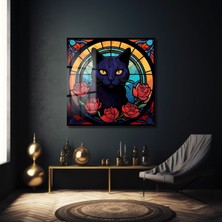 Glazella Vitray Kedi Kare Cam Tablo