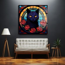 Glazella Vitray Kedi Kare Cam Tablo