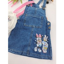 Sago Kids Kız Çocuk Kot Salopet Elbise Çanta Ikili Takım Minnie Mouse Baskılı