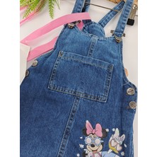 Sago Kids Kız Çocuk Kot Salopet Elbise Çanta Ikili Takım Minnie Mouse Baskılı