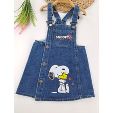 Sago Kids Kız Çocuk Kot Salopet Elbise Snoopy Baskılı