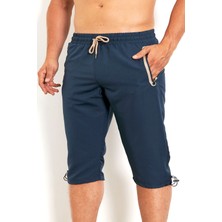 Enrico Ferry Erkek Lacivert Mıcropoly Beli Lastikli Cepli File Astarlı Hızlı Kuruyan Büyük Beden Kapri EDY2524B-L