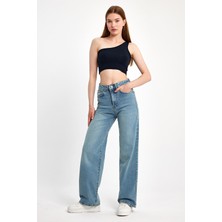 Moon Art Wide Leg Denim Pantolon 3