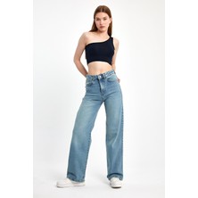 Moon Art Wide Leg Denim Pantolon 3