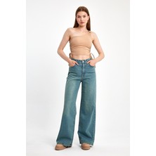 Moon Art Wide Leg Denim Pantolon 4