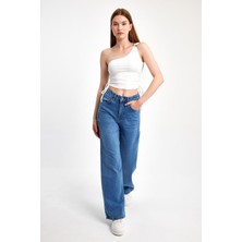 Moon Art Wide Leg Denim Pantolon 2