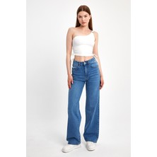 Moon Art Wide Leg Denim Pantolon 2