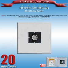 STT Fakir A 160 Öke Power - A 200 - A 230 - cl 220 - E 240 - Fvc 2000 - Eagle - Viper - Wien - Willi - Theo - Tip F - Tip G Modellerine Uygun Süpürge Toz Torbası  200120