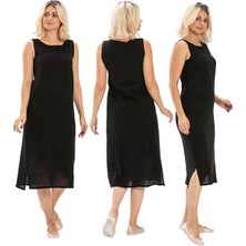 Eliş Şile Bezi Pamuk Şile Bezi Kombinezon Kadın Kalın Atlet Askılı Uzun Elbise Astarı 3'lü Set Siyah-Siyah-Siyah Syh/sy/syh