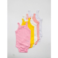 Efu Baby 5'li Ip Askılı Jakarlı Pamuklu Kız Bebek Atlet Body