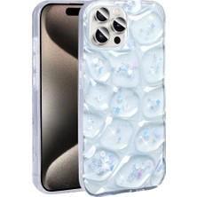 BTHM Store iPhone 15 Pro Uyumlu Bth Kılıf Simli 3D Desenli Zore Hacar Kapak-Mor-Mavi