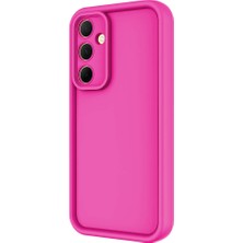 Alan Tech Galaxy A55 Uyumlu Alt Kılıf Kamera Korumalı Zore Ananas Kapak-Pembe Koyu