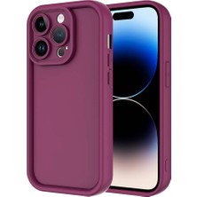 Alan Tech iPhone 14 Pro Max Uyumlu Alt Kılıf Kamera Korumalı Zore Ananas Kapak-Mürdüm
