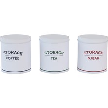 Sarkap Metal 3'lü Storage Saklama Kabı - Beyaz