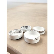 Qtahya Home Ebruli Kül Tablası Küllük 3 Parça Seramik 8 cm