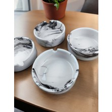 Qtahya Home Ebruli Kül Tablası Küllük 3 Parça Seramik 8 cm