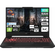 Asus Tuf Gaming A15 Ryzen 5-7535HS 8 GB 256 GB SSD RTX4050 15.6'' Fhd Windows 11 Pro Taşınabilir Bilgisayar FA507NU-LP157 BT50