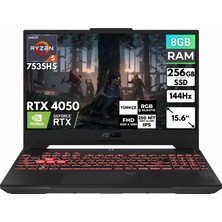 Asus Tuf Gaming A15 Ryzen 5-7535HS 8 GB 256 GB SSD RTX4050 15.6'' Fhd Freedos Taşınabilir Bilgisayar FA507NU-LP157 Bt0