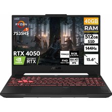 Asus Tuf Gaming A15 Ryzen 5-7535HS 40GB 512 GB SSD RTX4050 15.6'' Fhd Freedos Taşınabilir Bilgisayar FA507NU-LP157 Bt8