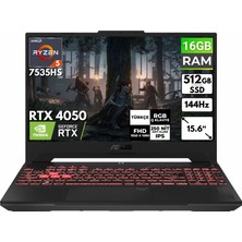 Asus Tuf Gaming A15 Ryzen 5-7535HS 16 GB 512 GB SSD RTX4050 15.6'' Fhd Freedos Taşınabilir Bilgisayar FA507NU-LP157 Bt6