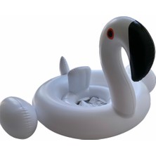 Can Toys Beyaz Flamingo Oturmalı Bebek Havuz Flatörü Emniyetli Havuz Botu Yatağı 87X66 cm