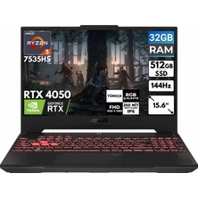 Asus Tuf Gaming A15 Ryzen 5-7535HS 32 GB 512 GB SSD RTX4050 15.6'' Fhd Freedos Taşınabilir Bilgisayar FA507NU-LP157 Bt7