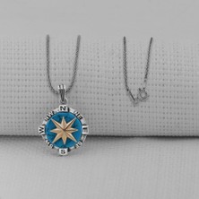 Takıhan  Pusula Yıldızı Kolye 925 Ayar Erkek Gümüş Kolye