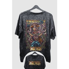 Fuddy Moda Oversize One Piece Buggy Sırt Baskılı Yıkamalı T-Shirt, Unisex Anime Baskılı Vintage Tişört