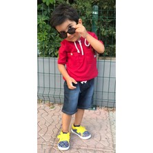 Novy Baby Kot Pantolonlu Kısa Kollu Kapşonlu Erkek Çocuk 2'li Takım - 3-6 Yaş - 2093