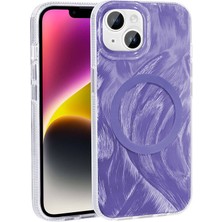 Coolacs Apple iPhone 15 ile Uyumlu Kılıf Magsafe Şarj Özellikli Fırça Boya Desenli Kapak