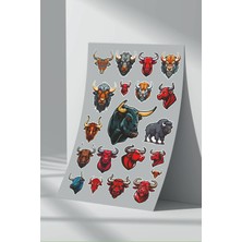 Stickermarket Bull Sticker Seti (6)
